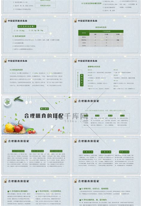 绿色清新合理膳食健康相伴pptppt模板免费下载 Ppt模板 千库网