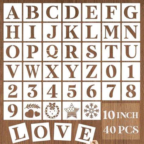 Yeajon 10 Inch Letter Stencils And Numbers 40 Pcs Alphabet Drawing Templates