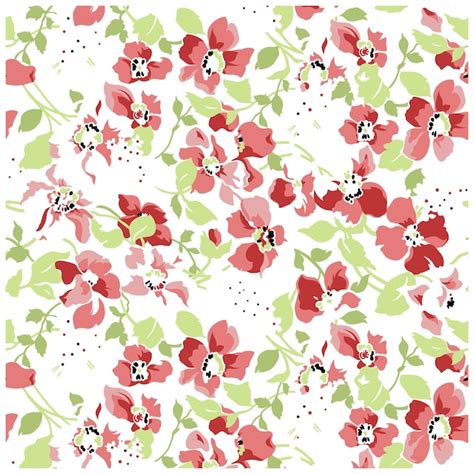 Un Patr N Floral Con Flores Rojas Y Hojas Verdes Vector Premium