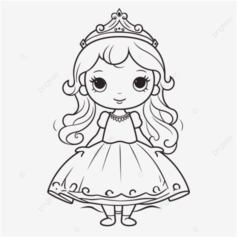 Dessin De La Petite Princesse Coloriage Contour Croquis Vecteur PNG ...