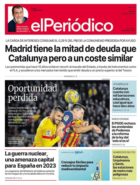 La portada dEL PERIÓDICO de l11 dabril del 2023