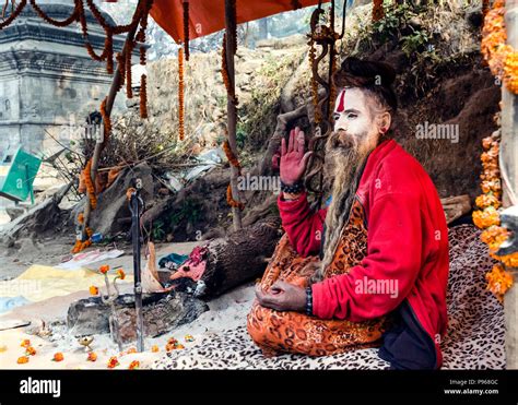 Sadhu Posing For Devotees During The Traditional Hindu Festival Maha