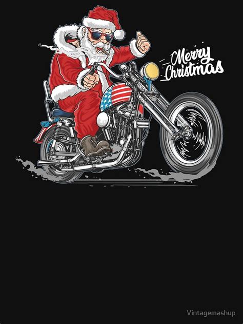 Biker Santa Riding Motorcycle T Shirt