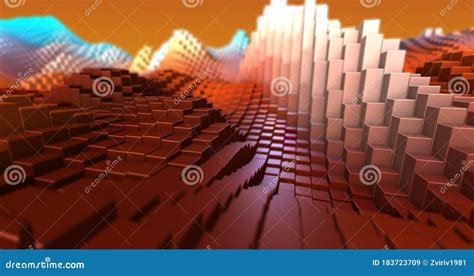 Colorful 3D Rendering Blocks Geometric Structure Shape Composition