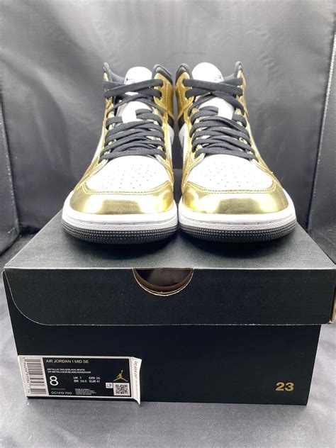 Nike Air Jordan 1 Mid Se Metallic Gold Black White Dc1419 700 Size 8 Ebay