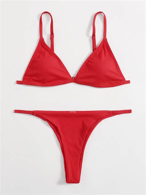 Plain Rib Triangle Bikini Swimsuit Artofit