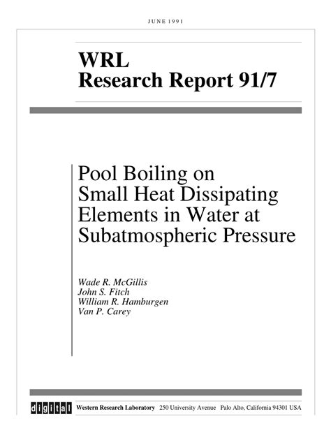 PDF Pool Boiling On Small Heat Dissipating Elements In Water At