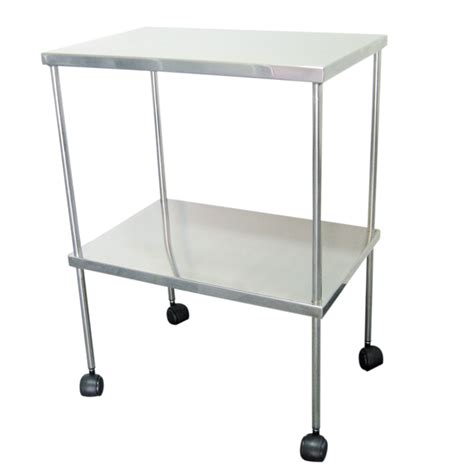 Mesa Auxiliar 60x40x80cm Inox Rodízios L129 1 Rhosse