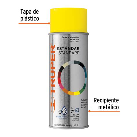 Pintura En Aerosol Amarillo Canario Bote Tradicional 400ml Colores