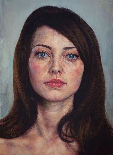 Ian Cumberland B 1983 Oil On Linen Figurative Realism Art Brunette Female Head Woman Face