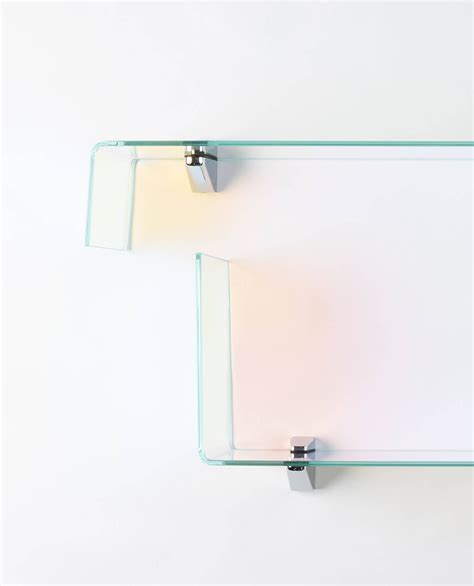 Set of 2 Curved Glass L-shaped Wall Shelves Iris - themasie.com