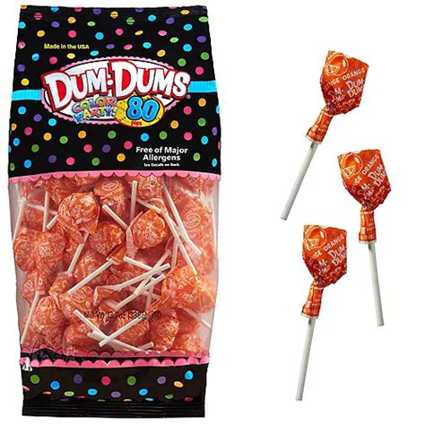 Orange Dum Dums Lollipops 80pc Party City