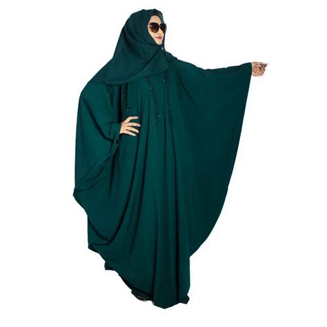 Burqa Plain Modest City Green Crepe Islamic Farasha Size Free Size At