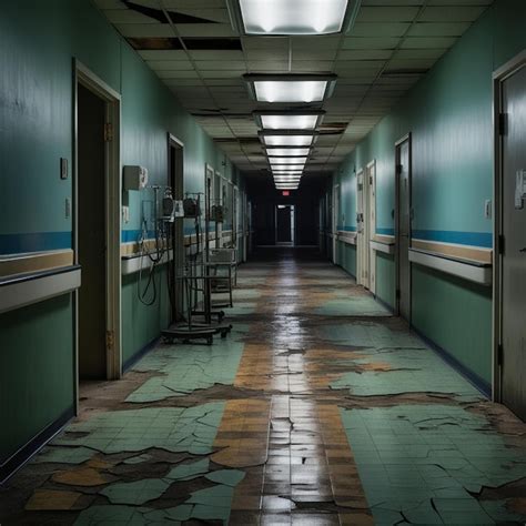 A Dimly Lit Abandoned Hospital Corridor Premium Ai Generated Image