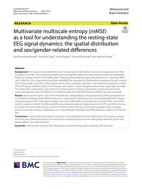 Pdf Multivariate Multiscale Entropy Mmse As A Tool For