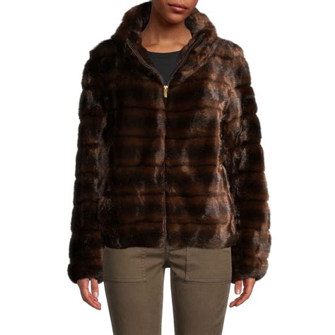 Donna Karan Faux Fur Jacket In Brown Lyst