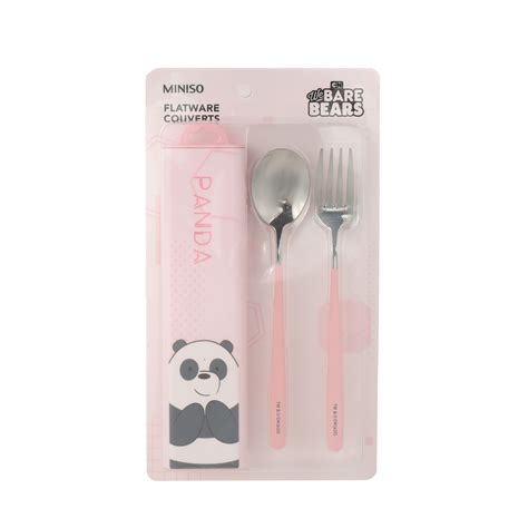 We Bare Bears Collection Flatware Set Spoon Fork Panda Miniso