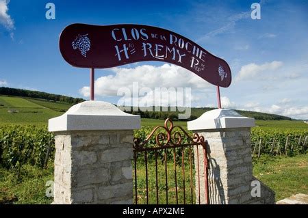 Clos de la Roche vineyard entrance gateway and sign, Burgundy, France ...