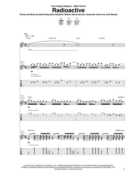 Radioactive By Imagine Dragons Sheet Music For Guitar Tab At Sheet