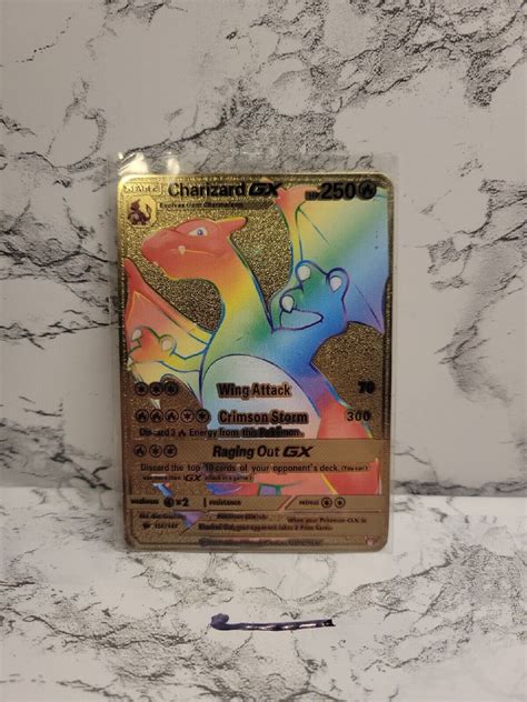 Rainbow Charizard GX Gold Metal Charizard Pokemon Card Values MAVIN