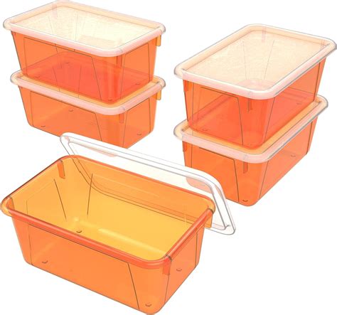 Storex Small Cubby Bins Plastic Storage Containers For