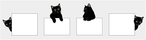 Cartoon black cat with blank paper. Cat above banner or sign ...