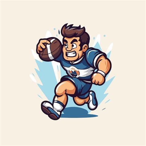 Ilustración de un jugador de rugby corriendo con la pelota hecha al