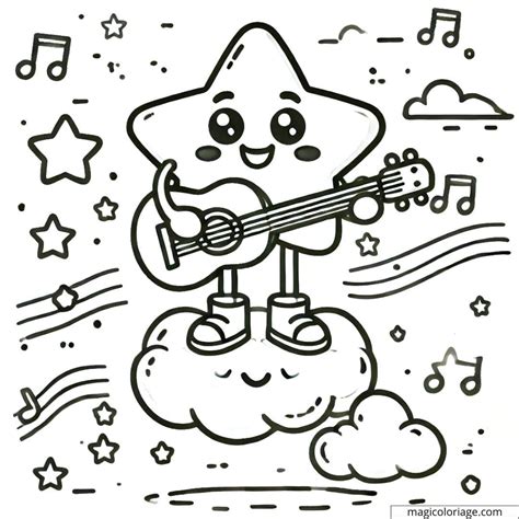 Dibujo De Estrella Tocando La Guitarra Para Colorear