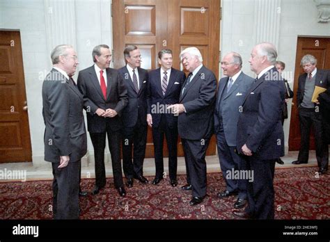 Ronald Reagan And George H W Bush Meet With Congressional Leaders