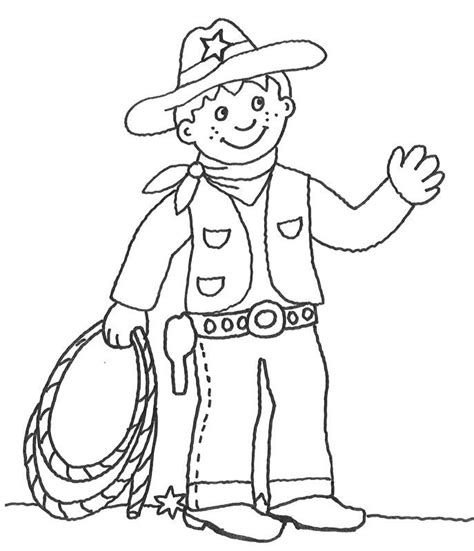 Kostenlose Malvorlage Cowboys & Indianer: Cowboy mit Lasso zum Ausmalen