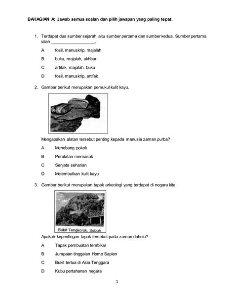 Soalan Peperiksaan Pertengahan Tahun Sejarah Tahun Docx Pdf