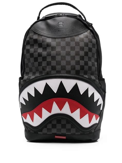 Sprayground Shark Teeth Checked Backpack In Grey For Men Lyst Uk