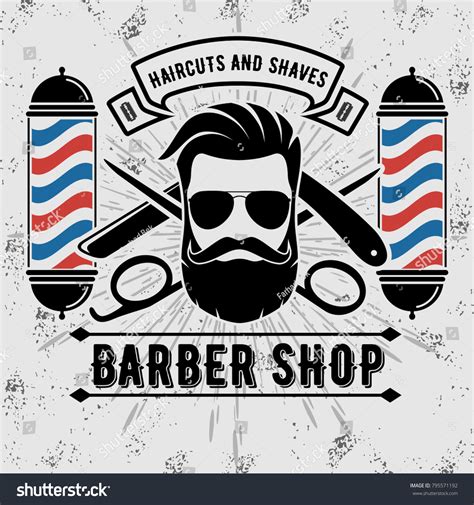 Logo de Barbershop con barra de vector de stock libre de regalías