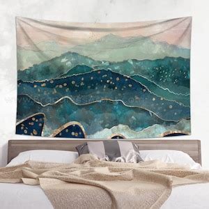 Mountain Tapestry Boho Tapestry Wall Hanging Dorm Decor Green Tapestry