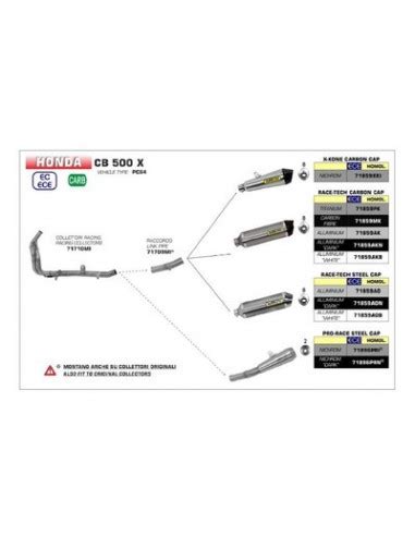 Ligne au détail Arrow Compétition CB 500 X 19 20 Silencieux Race Tech