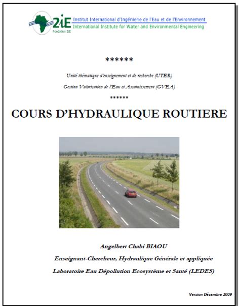 COURS DHYDRAULIQUE ROUTIÈRE PDF Livres et Documents Gratuits