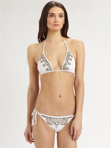 Lyst Just Cavalli Twopiece Embroidered String Bikini In White