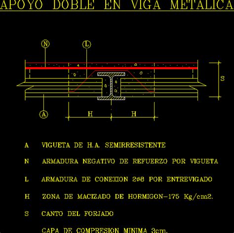 Planos De Detalle De Apoyo Doble En Viga Metalica En Dwg Autocad En Planospara