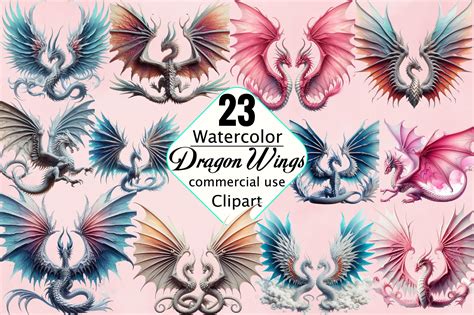 Dragon Wings Clipart Png Bundle Graphic By Svgart · Creative Fabrica