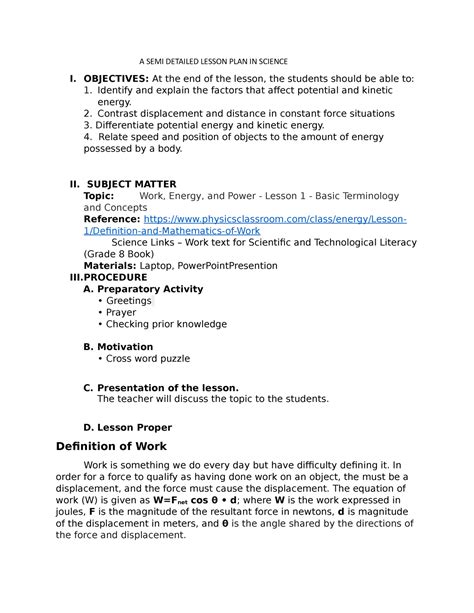 Semi Detailed Lesson Plan In Science 8 A Semi Detailed Lesson Plan In Science I Objectives