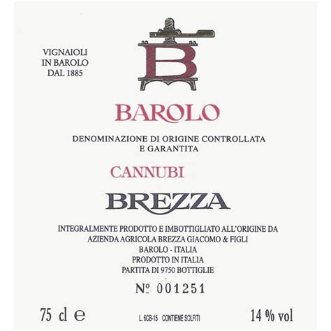 Brezza Barolo Cannubi 2015 Wine