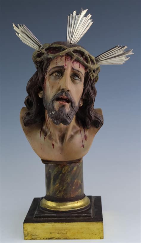 Sold Price Jesus Christ W Crown Of Thorns Sterling Halo Bust August