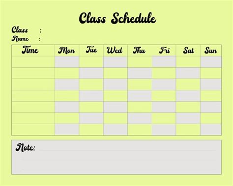 Premium Vector A Class Schedule Template Design