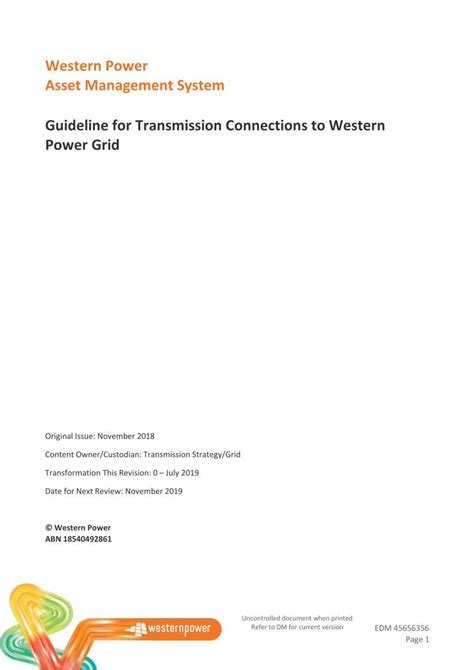 PDF Guideline For Transmission Connections To Western Power Grid