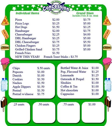 Free Concession Stand Menu Template