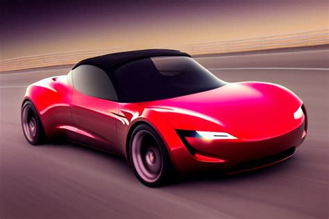 Digital Painting Of A Futuristic Tesla Roadster Speedster Conver