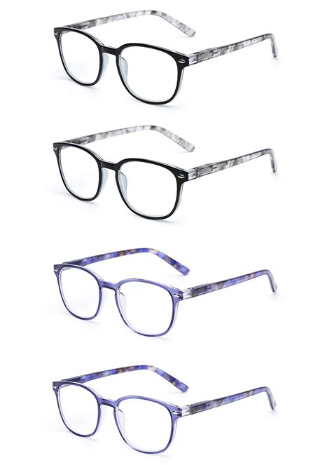 Jm Reading Glasses Women With Spring Hinge 4 Pack Lightweight Quality Vintage Readers Colorful