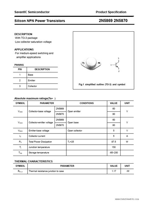 N Savantic Transistor Hoja De Datos Ficha T Cnica Distribuidor