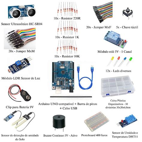 Kit Uno R E Sensores Iniciante Compat Vel Arduino Eletr Nica Cuiab