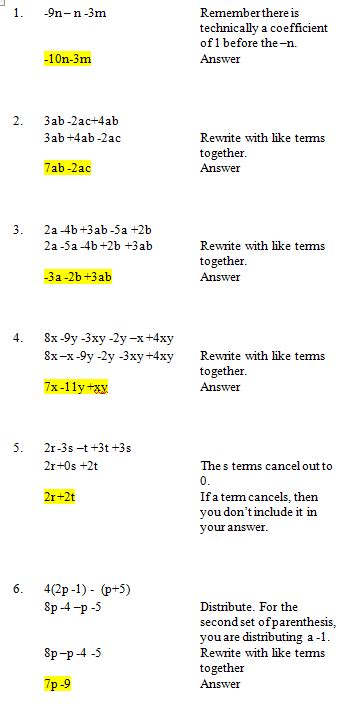 Algebraic Expressions Questions And Answers